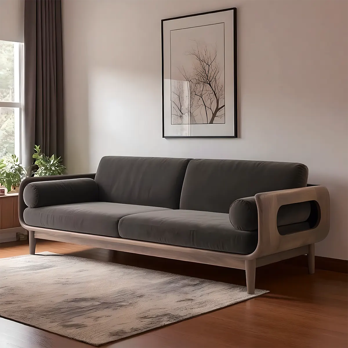 Minimalist Ash Wood Sofa Luxe Comfortable Seating Furniture