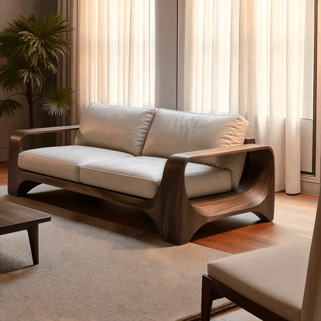 Modern Ash Wood Sofa Durable Solid Wood Frame Furniture