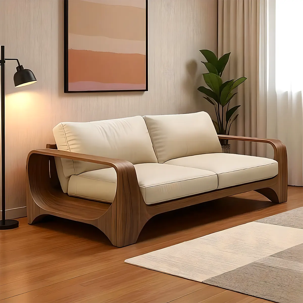 Modern Ash Wood Sofa Durable Solid Wood Frame Furniture - Image 2