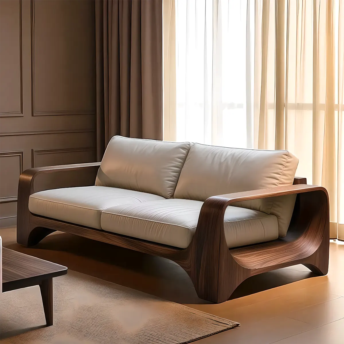 Modern Ash Wood Sofa Durable Solid Wood Frame Furniture - Image 3