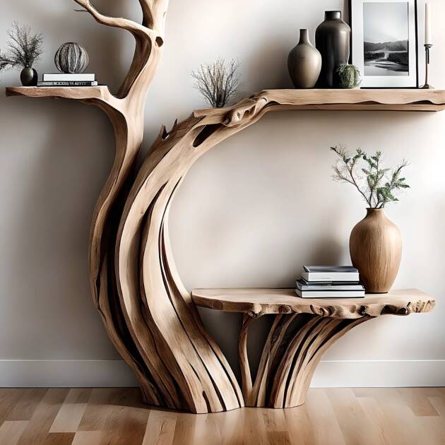 Tree Form Reading Coffee Table Solid Wood Furniture