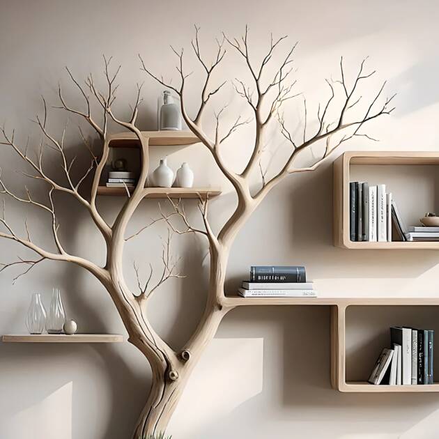 Natural Wood Display Shelving Solid Wood Bookcase Furniture