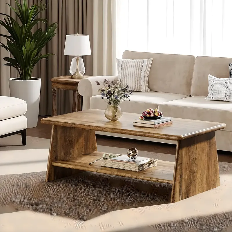 Korean Style Natural Wood Coffee Table Elegant Versatile Furniture - Image 3