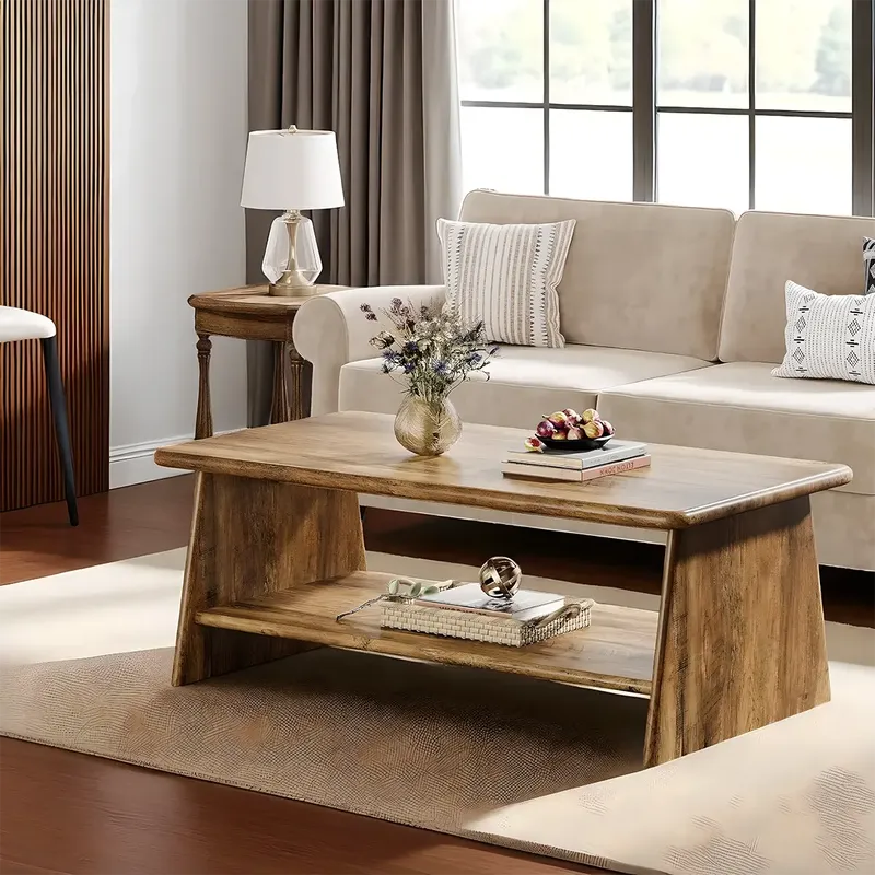 Korean Style Natural Wood Coffee Table Elegant Versatile Furniture - Image 4